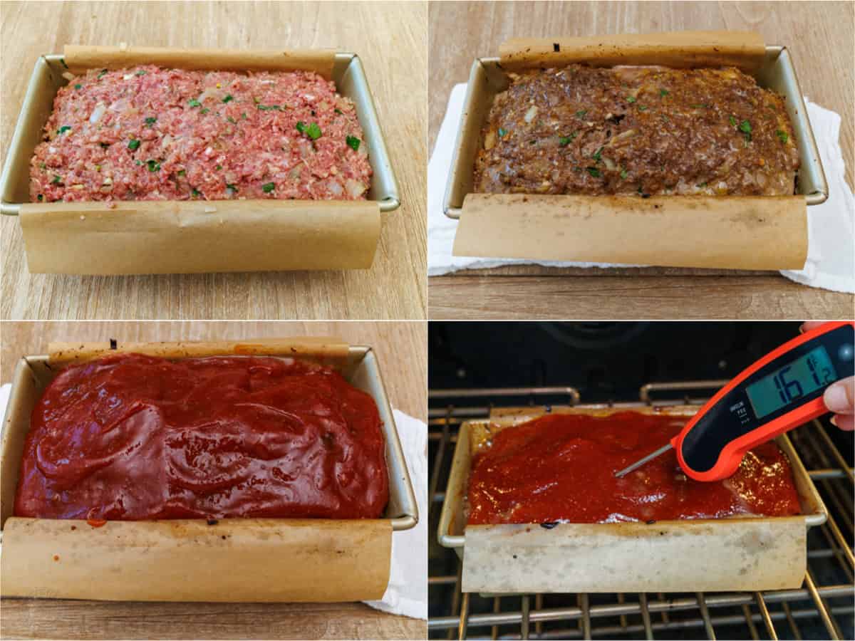 How to make meatloaf in a loaf pan step by step collage